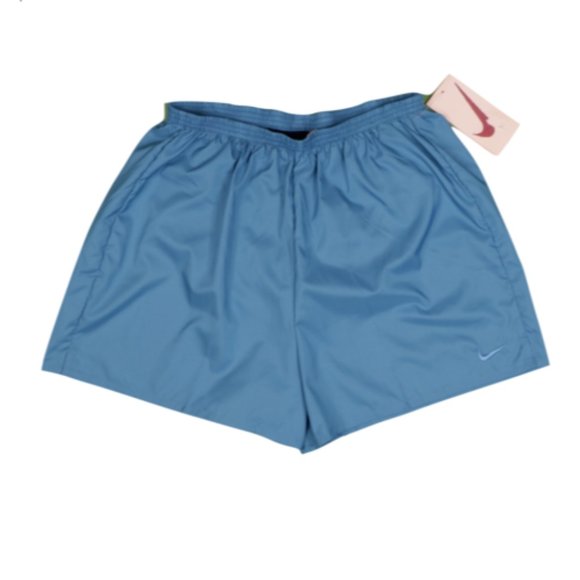 NOS Vintage 90s Nike Large Travis Scott Mini Swoosh Lined Running Shorts Blue